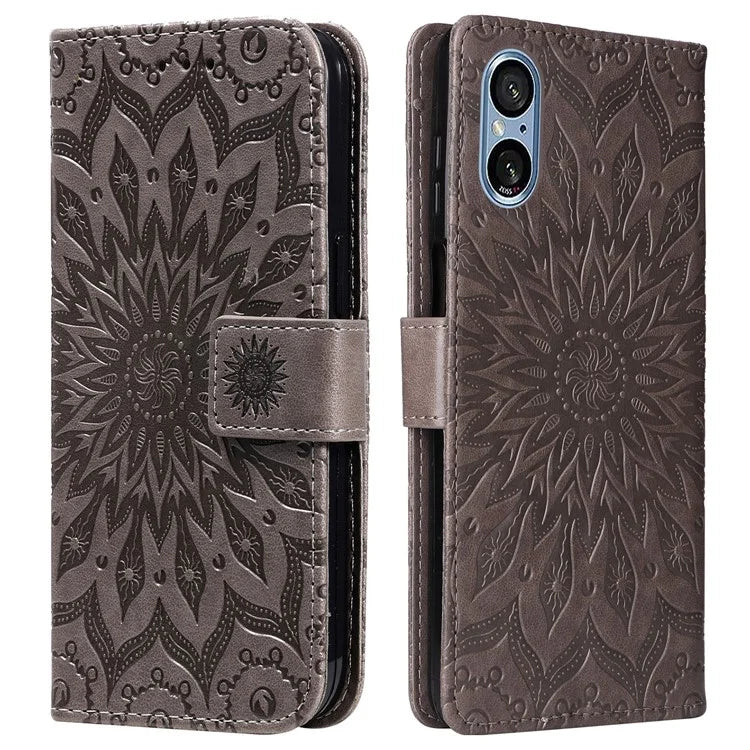 KT Imprinting Flower Series-1 For Sony Xperia 10 VI Case Stand Leather Phone Cover Funny Sunflower