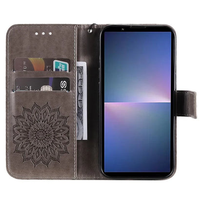 KT Imprinting Flower Series-1 For Sony Xperia 10 VI Case Stand Leather Phone Cover Funny Sunflower