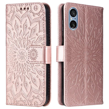 KT Imprinting Flower Series-1 For Sony Xperia 10 VI Case Stand Leather Phone Cover Funny Sunflower