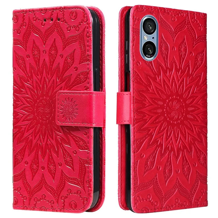 KT Imprinting Flower Series-1 For Sony Xperia 10 VI Case Stand Leather Phone Cover Funny Sunflower