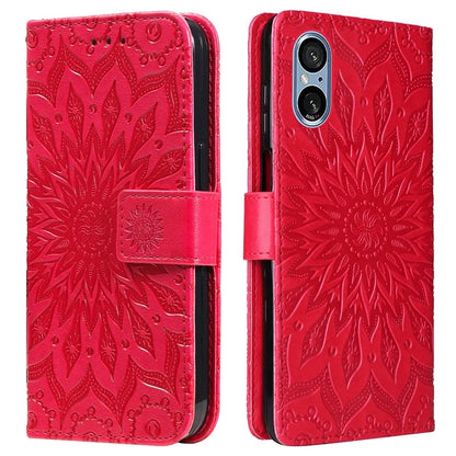 KT Imprinting Flower Series-1 For Sony Xperia 10 VI Case Stand Leather Phone Cover Funny Sunflower