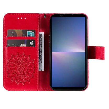 KT Imprinting Flower Series-1 For Sony Xperia 10 VI Case Stand Leather Phone Cover Funny Sunflower