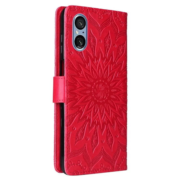 KT Imprinting Flower Series-1 For Sony Xperia 10 VI Case Stand Leather Phone Cover Funny Sunflower