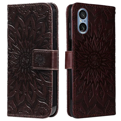 KT Imprinting Flower Series-1 For Sony Xperia 10 VI Case Stand Leather Phone Cover Funny Sunflower