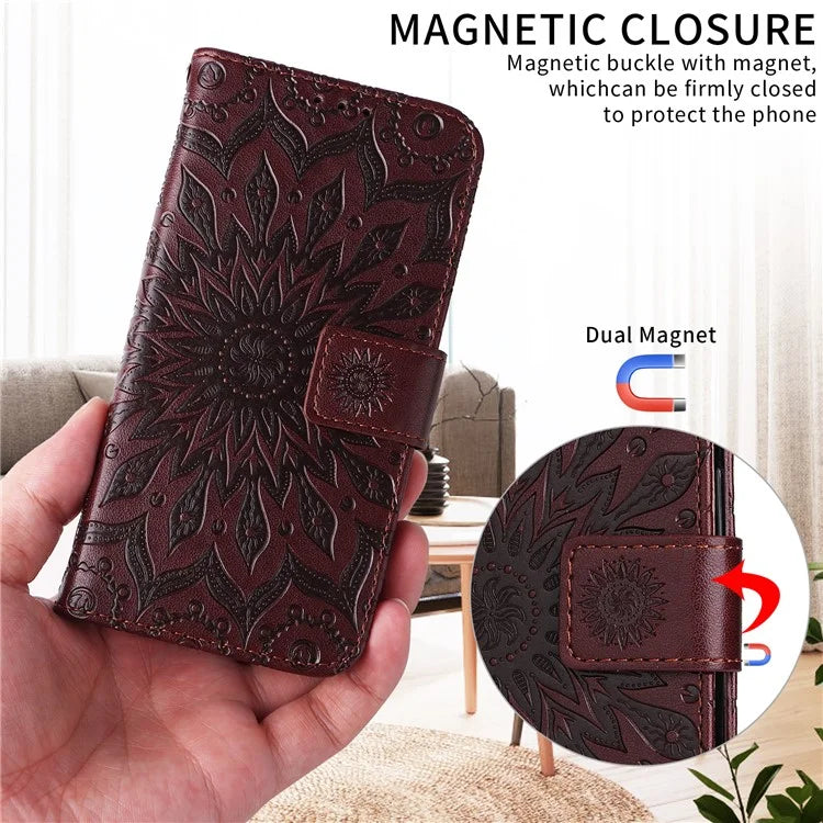 KT Imprinting Flower Series-1 For Sony Xperia 10 VI Case Stand Leather Phone Cover Funny Sunflower