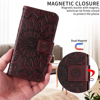 KT Imprinting Flower Series-1 For Sony Xperia 10 VI Case Stand Leather Phone Cover Funny Sunflower