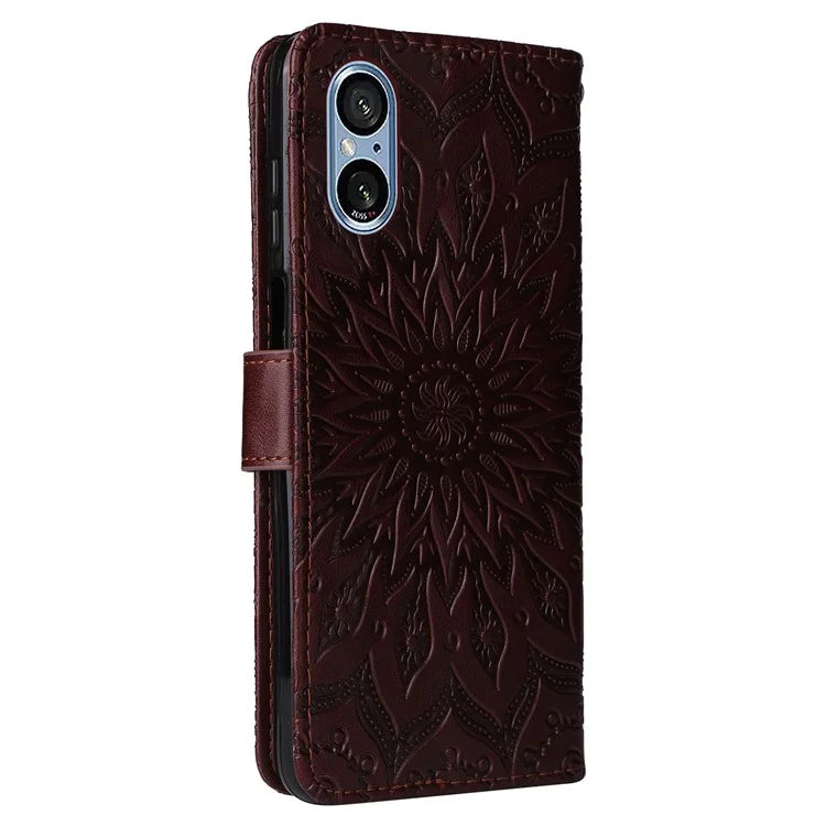 KT Imprinting Flower Series-1 For Sony Xperia 10 VI Case Stand Leather Phone Cover Funny Sunflower