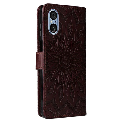KT Imprinting Flower Series-1 For Sony Xperia 10 VI Case Stand Leather Phone Cover Funny Sunflower