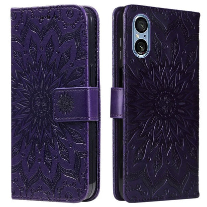 KT Imprinting Flower Series-1 For Sony Xperia 10 VI Case Stand Leather Phone Cover Funny Sunflower