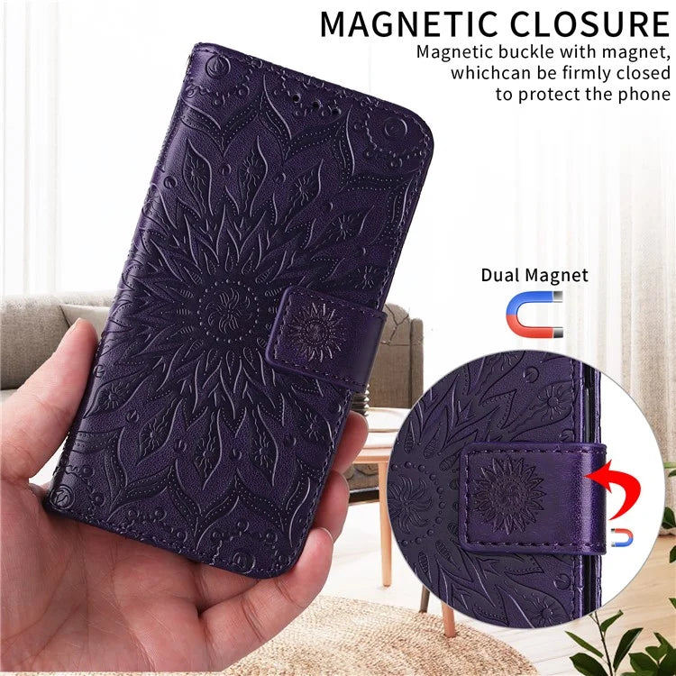 KT Imprinting Flower Series-1 For Sony Xperia 10 VI Case Stand Leather Phone Cover Funny Sunflower