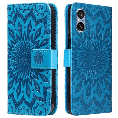 KT Imprinting Flower Series-1 For Sony Xperia 10 VI Case Stand Leather Phone Cover Funny Sunflower