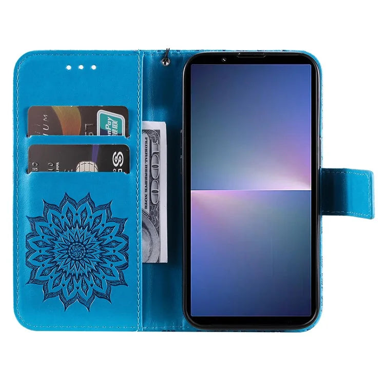KT Imprinting Flower Series-1 For Sony Xperia 10 VI Case Stand Leather Phone Cover Funny Sunflower