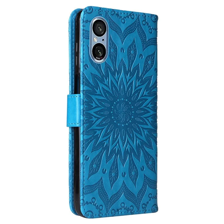 KT Imprinting Flower Series-1 For Sony Xperia 10 VI Case Stand Leather Phone Cover Funny Sunflower