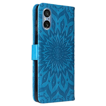KT Imprinting Flower Series-1 For Sony Xperia 10 VI Case Stand Leather Phone Cover Funny Sunflower