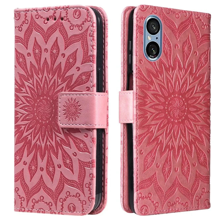KT Imprinting Flower Series-1 For Sony Xperia 10 VI Case Stand Leather Phone Cover Funny Sunflower