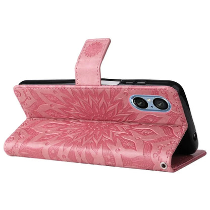 KT Imprinting Flower Series-1 For Sony Xperia 10 VI Case Stand Leather Phone Cover Funny Sunflower