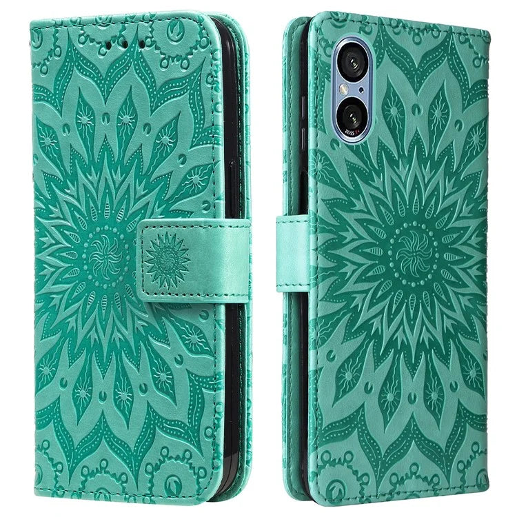 KT Imprinting Flower Series-1 For Sony Xperia 10 VI Case Stand Leather Phone Cover Funny Sunflower