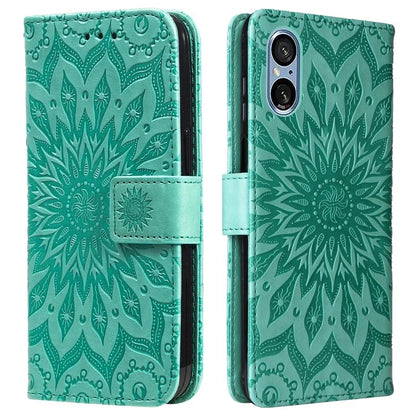 KT Imprinting Flower Series-1 For Sony Xperia 10 VI Case Stand Leather Phone Cover Funny Sunflower