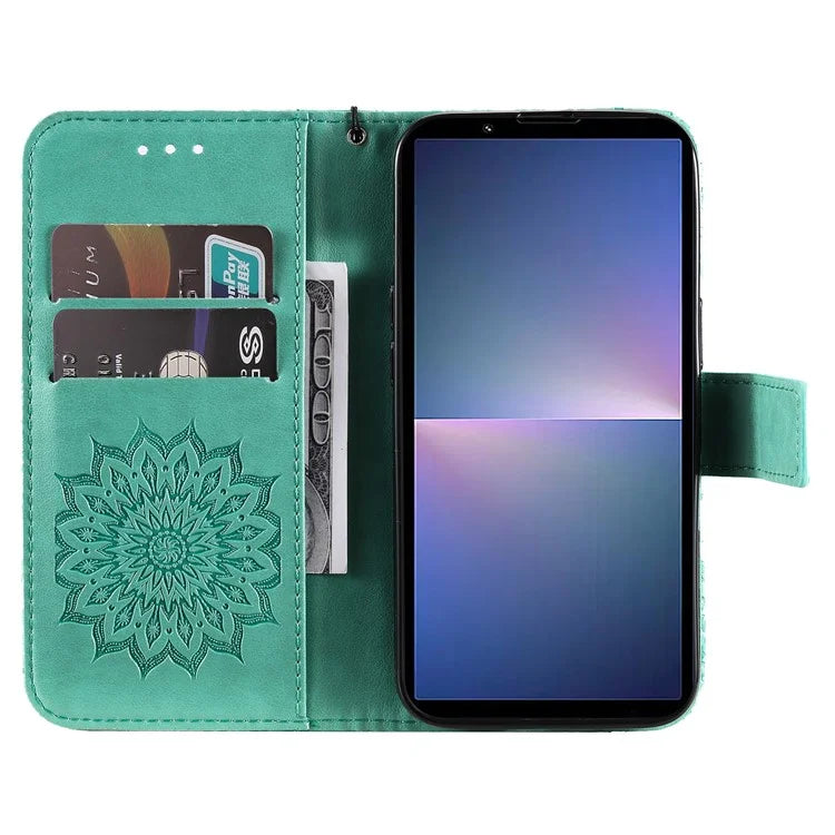 KT Imprinting Flower Series-1 For Sony Xperia 10 VI Case Stand Leather Phone Cover Funny Sunflower