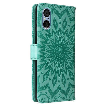 KT Imprinting Flower Series-1 For Sony Xperia 10 VI Case Stand Leather Phone Cover Funny Sunflower