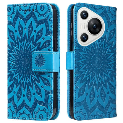 KT Imprinting Flower Series-1 For Huawei Pura 70 Case Leather Sunflower Phone Cover Stand Card Slot