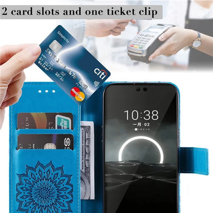 KT Imprinting Flower Series-1 For Huawei Pura 70 Case Leather Sunflower Phone Cover Stand Card Slot