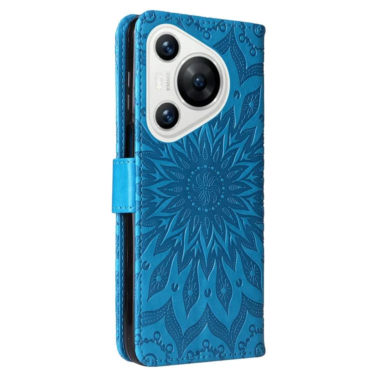 KT Imprinting Flower Series-1 For Huawei Pura 70 Case Leather Sunflower Phone Cover Stand Card Slot