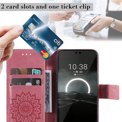 KT Imprinting Flower Series-1 For Huawei Pura 70 Case Leather Sunflower Phone Cover Stand Card Slot