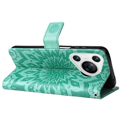 KT Imprinting Flower Series-1 For Huawei Pura 70 Case Leather Sunflower Phone Cover Stand Card Slot