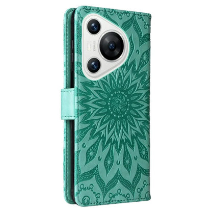 KT Imprinting Flower Series-1 For Huawei Pura 70 Case Leather Sunflower Phone Cover Stand Card Slot