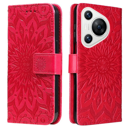 KT Imprinting Flower Series-1 For Huawei Pura 70 Case Leather Sunflower Phone Cover Stand Card Slot