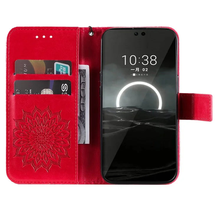 KT Imprinting Flower Series-1 For Huawei Pura 70 Case Leather Sunflower Phone Cover Stand Card Slot