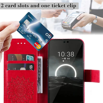 KT Imprinting Flower Series-1 For Huawei Pura 70 Case Leather Sunflower Phone Cover Stand Card Slot
