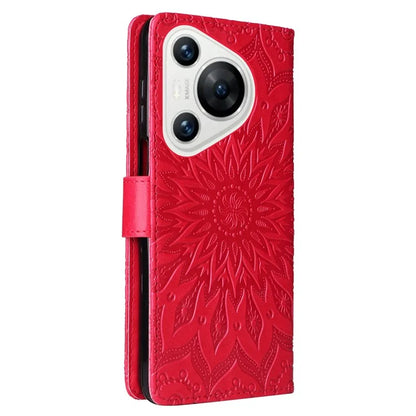 KT Imprinting Flower Series-1 For Huawei Pura 70 Case Leather Sunflower Phone Cover Stand Card Slot