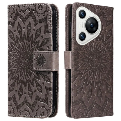 KT Imprinting Flower Series-1 For Huawei Pura 70 Case Leather Sunflower Phone Cover Stand Card Slot