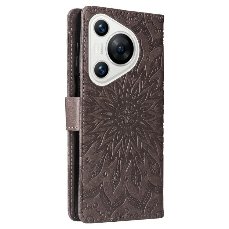 KT Imprinting Flower Series-1 For Huawei Pura 70 Case Leather Sunflower Phone Cover Stand Card Slot