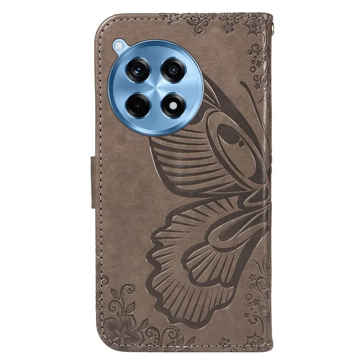 For OnePlus 12R 5G / Ace 3 5G Case Butterfly Shockproof Leather Flip Phone Cover