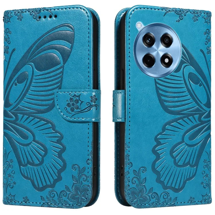 For OnePlus 12R 5G / Ace 3 5G Case Butterfly Shockproof Leather Flip Phone Cover