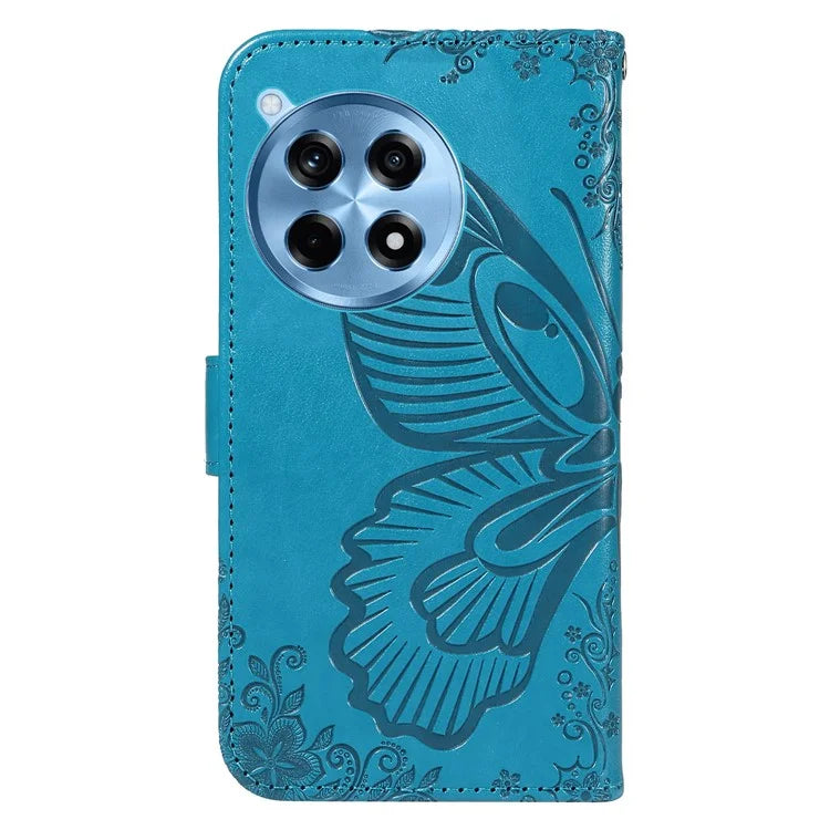 For OnePlus 12R 5G / Ace 3 5G Case Butterfly Shockproof Leather Flip Phone Cover