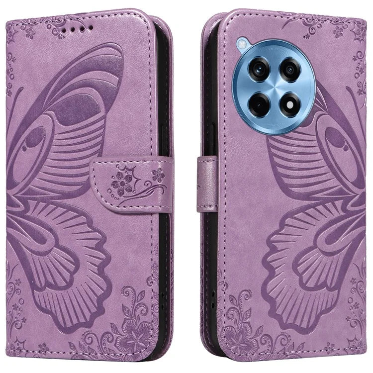 For OnePlus 12R 5G / Ace 3 5G Case Butterfly Shockproof Leather Flip Phone Cover