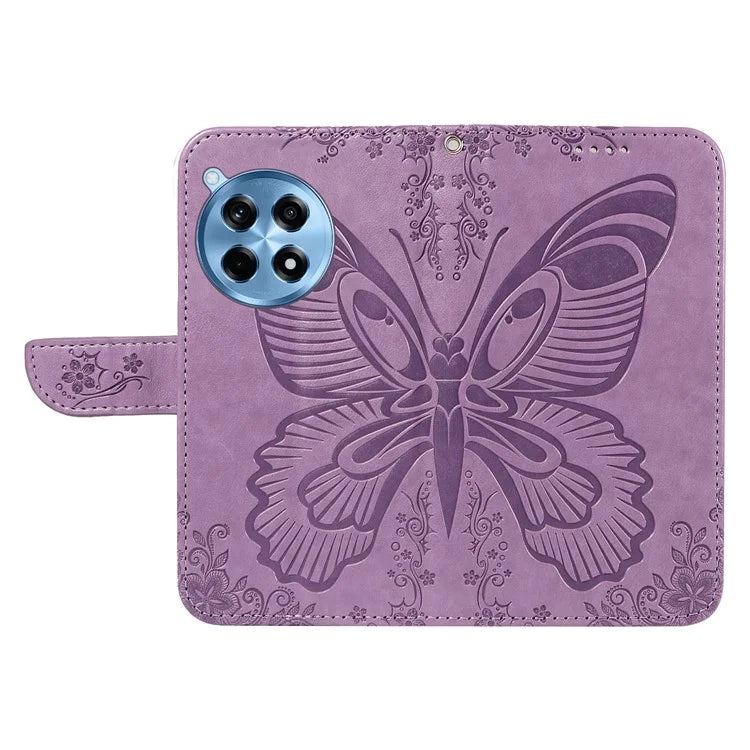 For OnePlus 12R 5G / Ace 3 5G Case Butterfly Shockproof Leather Flip Phone Cover