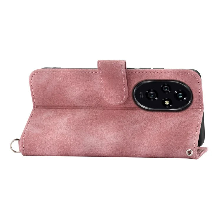 For Honor 200 5G Case Flower Pattern PU Leather Wallet Phone Cover with Shoulder Strap