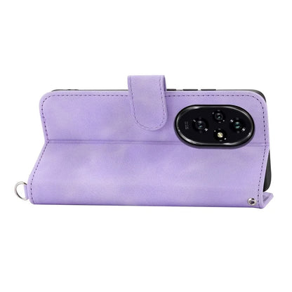 For Honor 200 5G Case Flower Pattern PU Leather Wallet Phone Cover with Shoulder Strap