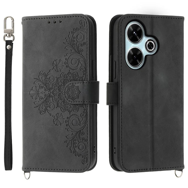 For Xiaomi Redmi 13 4G / 5G / Note 13R 5G / Poco M6 4G Phone Case Flower Imprint Leather Wallet Cover