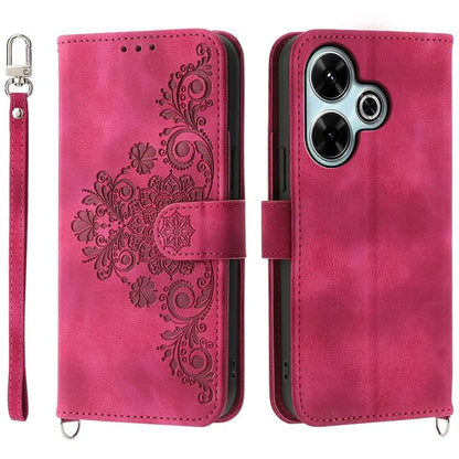 For Xiaomi Redmi 13 4G / 5G / Note 13R 5G / Poco M6 4G Phone Case Flower Imprint Leather Wallet Cover