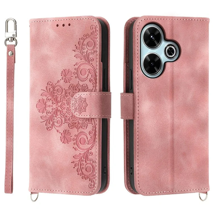 For Xiaomi Redmi 13 4G / 5G / Note 13R 5G / Poco M6 4G Phone Case Flower Imprint Leather Wallet Cover