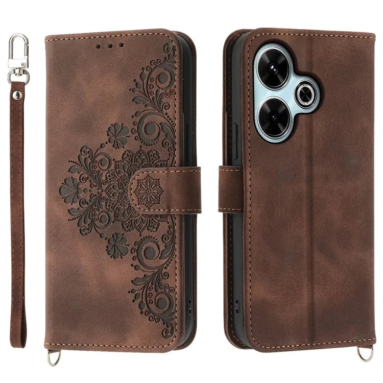 For Xiaomi Redmi 13 4G / 5G / Note 13R 5G / Poco M6 4G Phone Case Flower Imprint Leather Wallet Cover