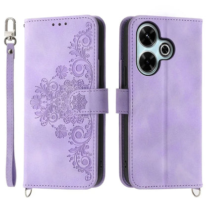 For Xiaomi Redmi 13 4G / 5G / Note 13R 5G / Poco M6 4G Phone Case Flower Imprint Leather Wallet Cover