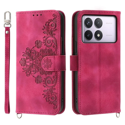 For Xiaomi Poco F6 Pro 5G / Redmi K70 5G / K70 Pro 5G Wallet Case Flower Pattern PU Leather Phone Cover