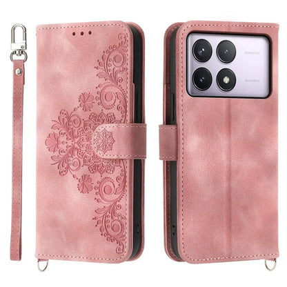 For Xiaomi Poco F6 Pro 5G / Redmi K70 5G / K70 Pro 5G Wallet Case Flower Pattern PU Leather Phone Cover